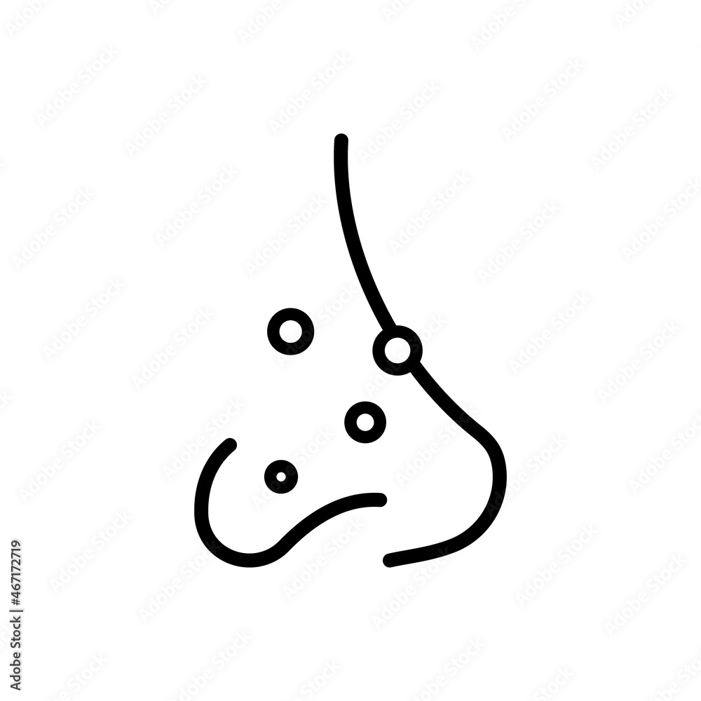 Nose with Acne Line Icon. Blackheads, Pimple on Nose Linear Pictogram. Cosmetic Skin Problem, Dots in Clogged Pores on Nose Outline Icon. Editable Stroke. Isolated Vector Illustration Nose with Acne Line Icon. Blackheads, Pimple on Nose Linear Pictogram. Cosmetic Skin Problem, Dots in Clogged Pores on Nose Outline Icon. Editable Stroke. Isolated Vector Illustration