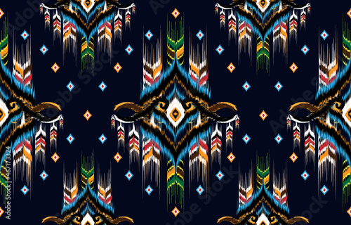 Geometric ethnic oriental seamless pattern traditional Design for background,carpet,wallpaper,clothing,wrapping,Batik, fabric,Vector illustration.embroidery style.