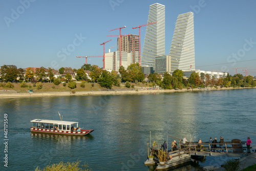 View at the Roche industry towers at Basel on Switzerland