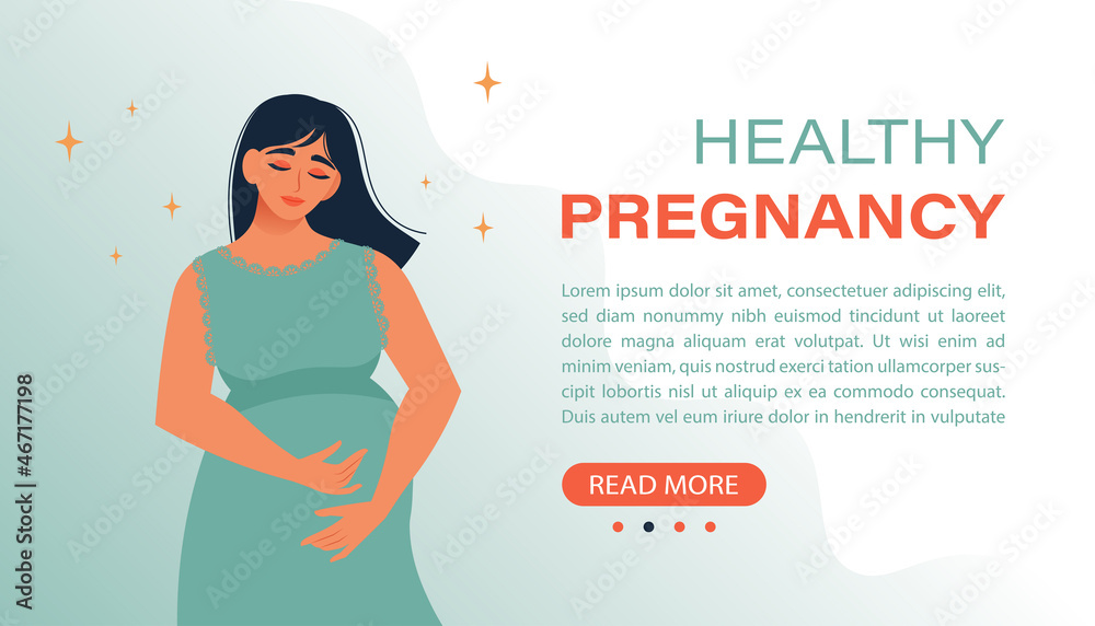 Preparation for childbirth, healthy Pregnancy. Pregnancy woman. Vector illustration in flat style Preparation for childbirth, healthy Pregnancy. Pregnancy woman. Vector illustration in flat style