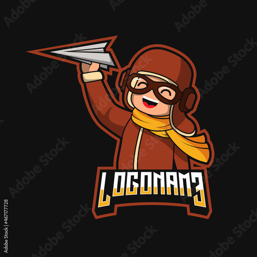 pilot kids mascot logo illustration