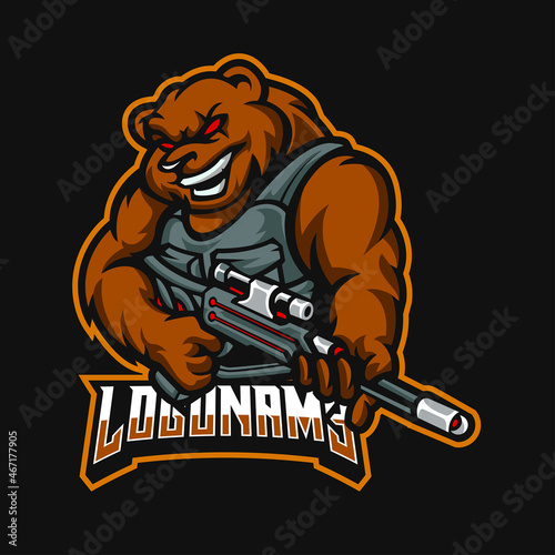 sniper bear mascot logo illustration