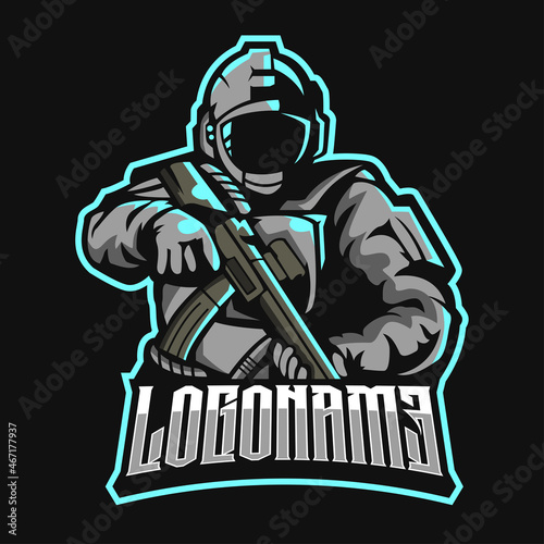 astronout sniper mascot logo illustration
