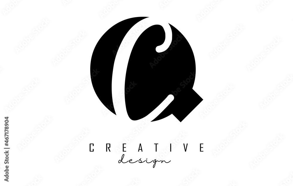 Letters QC Logo with a minimalist design. Letters Q and C with geometric and handwritten typography. Letters QC Logo with a minimalist design. Letters Q and C with geometric and handwritten typography.