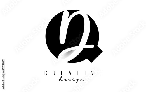 Letters QD Logo with a minimalist design. Letters Q and D with geometric and handwritten typography.