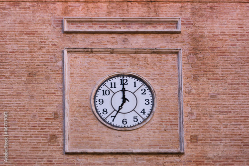 Close-up of a clock in the tower of a catholic church