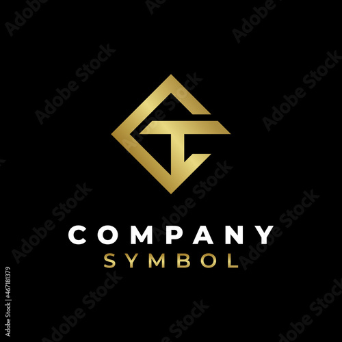 Golden luxury Initial letter monogram CT Logo Design vector
