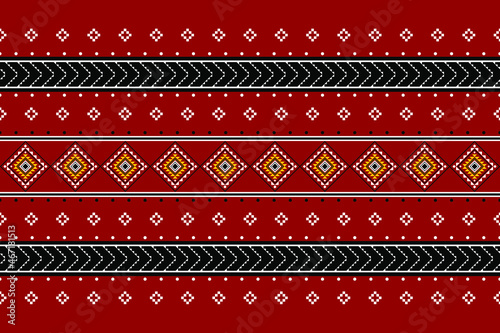 Geometric ethnic oriental seamless pattern traditional Design for background,carpet,wallpaper.clothing,wrapping,Batik fabric,Vector illustration.embroidery style - Sadu, sadou, sadow or sado