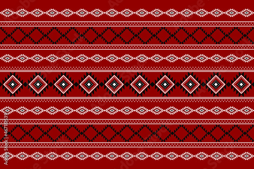 Geometric ethnic oriental seamless pattern traditional Design for background,carpet,wallpaper.clothing,wrapping,Batik fabric,Vector illustration.embroidery style - Sadu, sadou, sadow or sado
