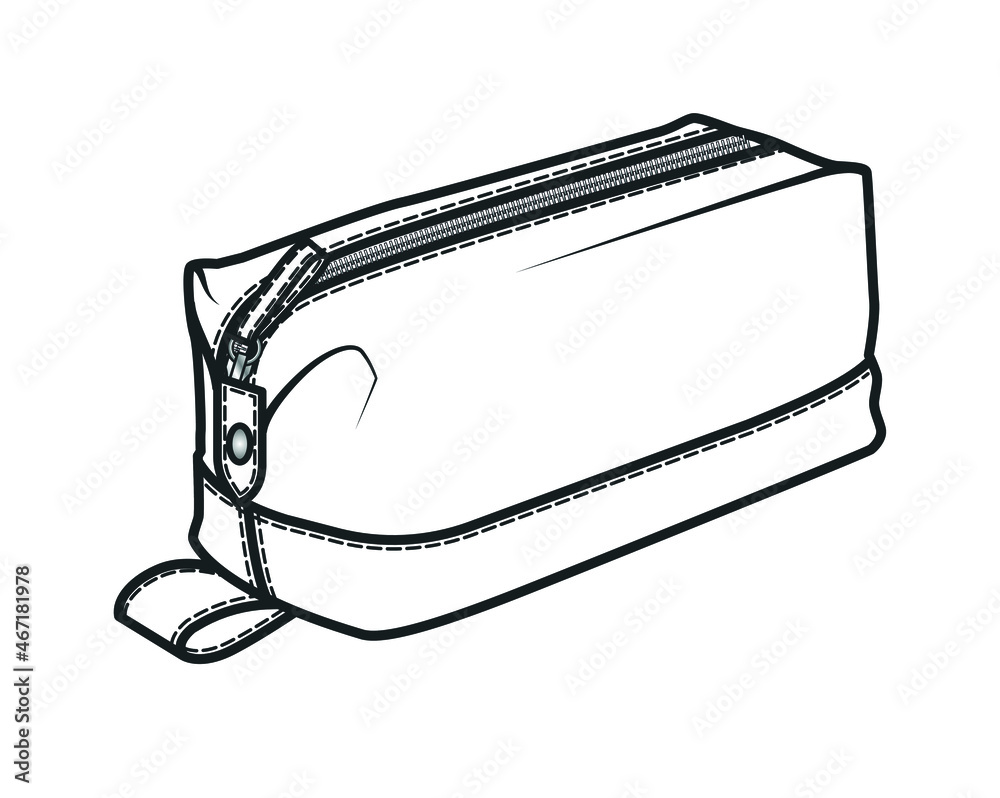 hygiene bag, Pencil case, makeup bag, handbag, Small BAG flat sketch  template, Bag Design Mockup, accessory VECTOR illustration Stock Vector |  Adobe Stock
