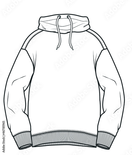 Hoodie Vector Design, Fashion Flat Sketch, Fashion Template, Unisex Hoodie Design, hoodie fashion cad. You can use it as a base in your collection, color it as you like and place your print pattern.