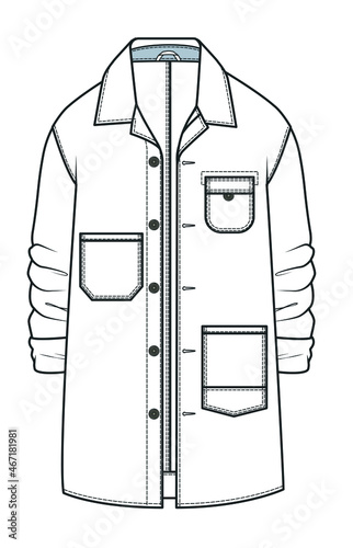 Men's coat VECTOR, trench coat, OUTER Fashion technical drawings flat Sketches vector template
