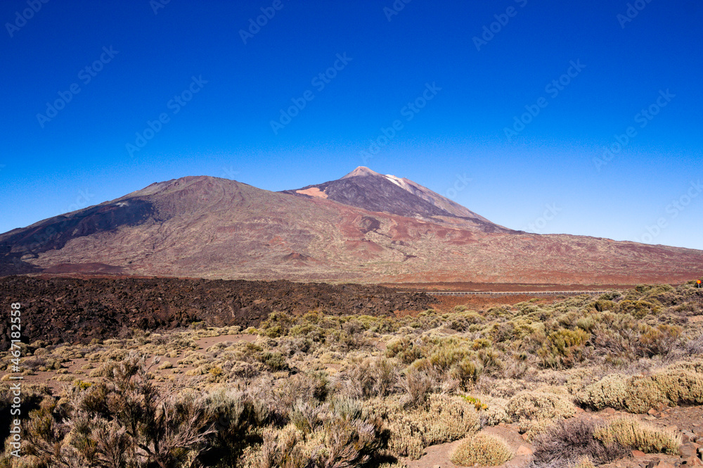 Panoramic of the Volcanoes Old Pico and the Peak of the Teide from its base