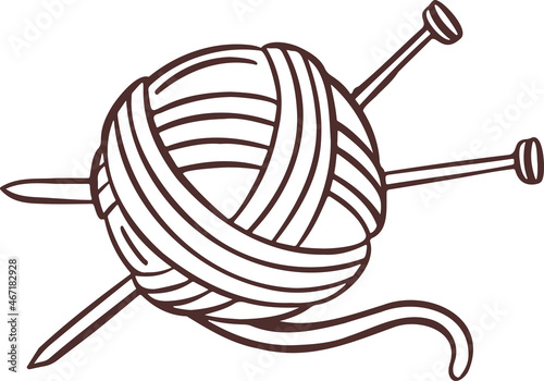 Knitting sewing symbols thread yarn skein needlework icon vector made by hands