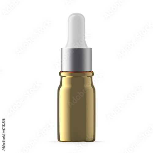 5ml Gold Glass Dropper Bottle. Isolated