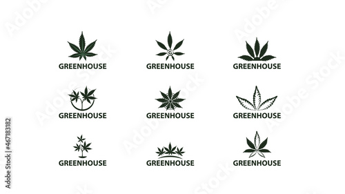 Set of cannabis industry logos isolated on white background