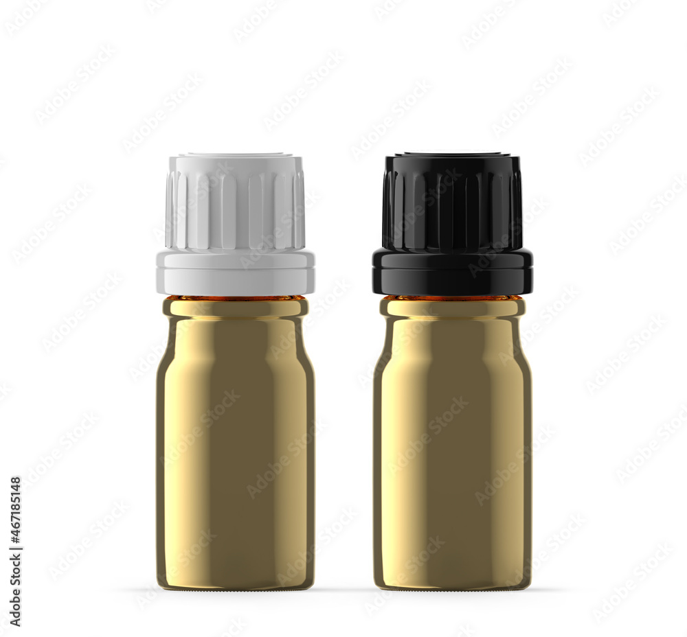 5 ml Gold Glass Essential Oil Bottle. Isolated 5 ml Gold Glass Essential Oil Bottle. Isolated