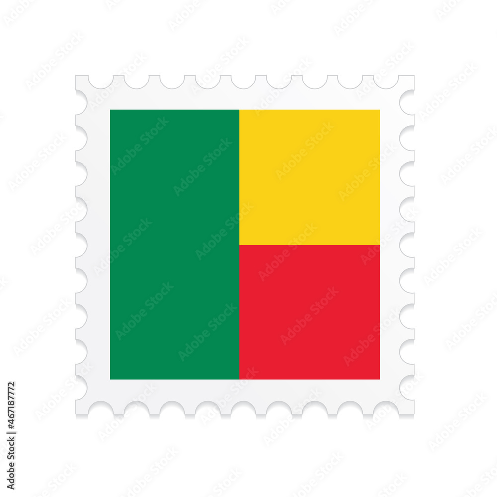Obraz premium Benin flag postage stamp on white background. Vector illustration eps10