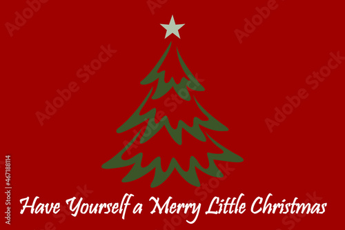 Christmas tree with Xmas star. Green fir or pine, New Year holidays vector design