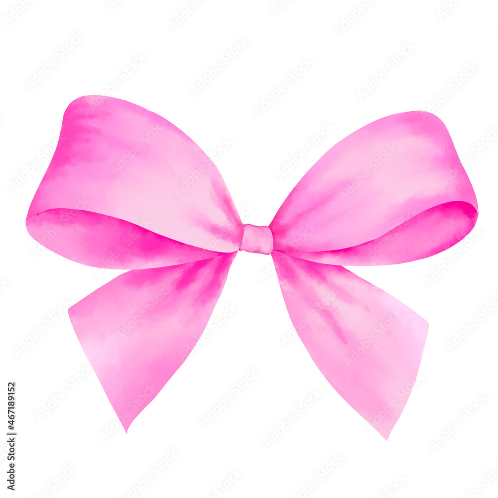 Watercolor of pink ribbon bow with clipping path Watercolor of pink ribbon bow with clipping path