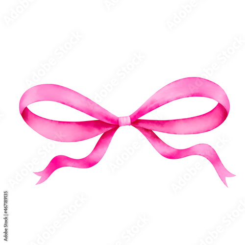 Watercolor of pink ribbon bow with clipping path © kittikorn Ph.