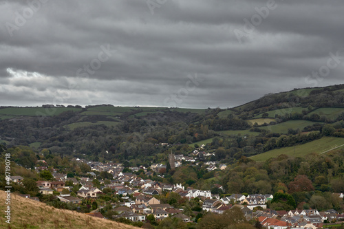 View of the seaside town of Combe Martin in Devon UK