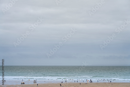View of Woolacombe bay in Devon UK, a popular surf destination