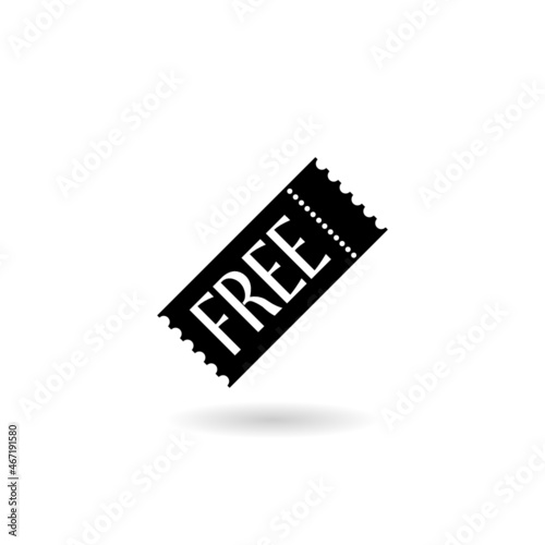 Discount coupon with text for free icon with shadow