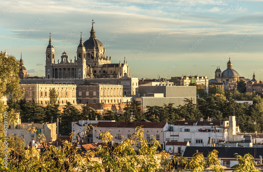 Views of The Royal Palace of Madrid visited by many tourists