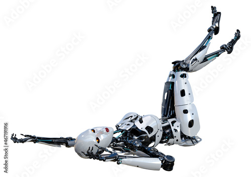 3D Rendering Female Robot on White
