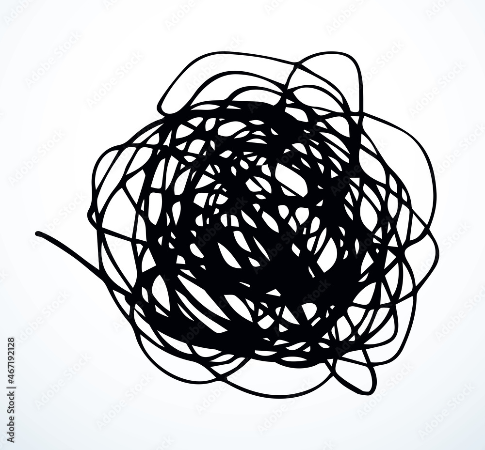 Unravel the tangled tangle. Vector drawing Unravel the tangled tangle. Vector drawing