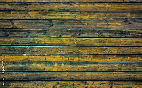 Wallpaper Mural A wooden wall with an aged surface.
Vintage wall and floor made of darkened wood, realistic plank texture.
 Empty room interior background. Torontodigital.ca