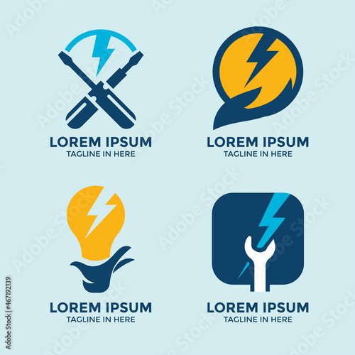 Set of Electrician or Repairman Service Badge