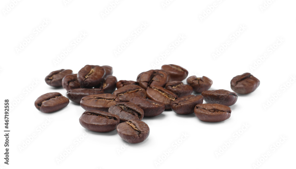 Fresh roasted coffee beans on white background Fresh roasted coffee beans on white background
