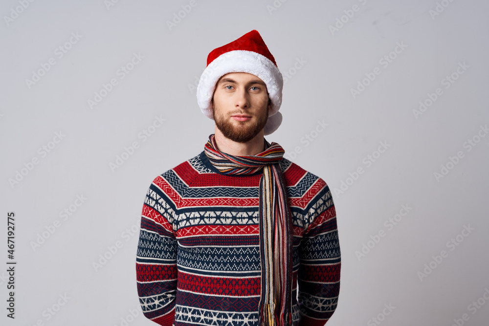man in Christmas clothes holiday New Year Studio man in Christmas clothes holiday New Year Studio