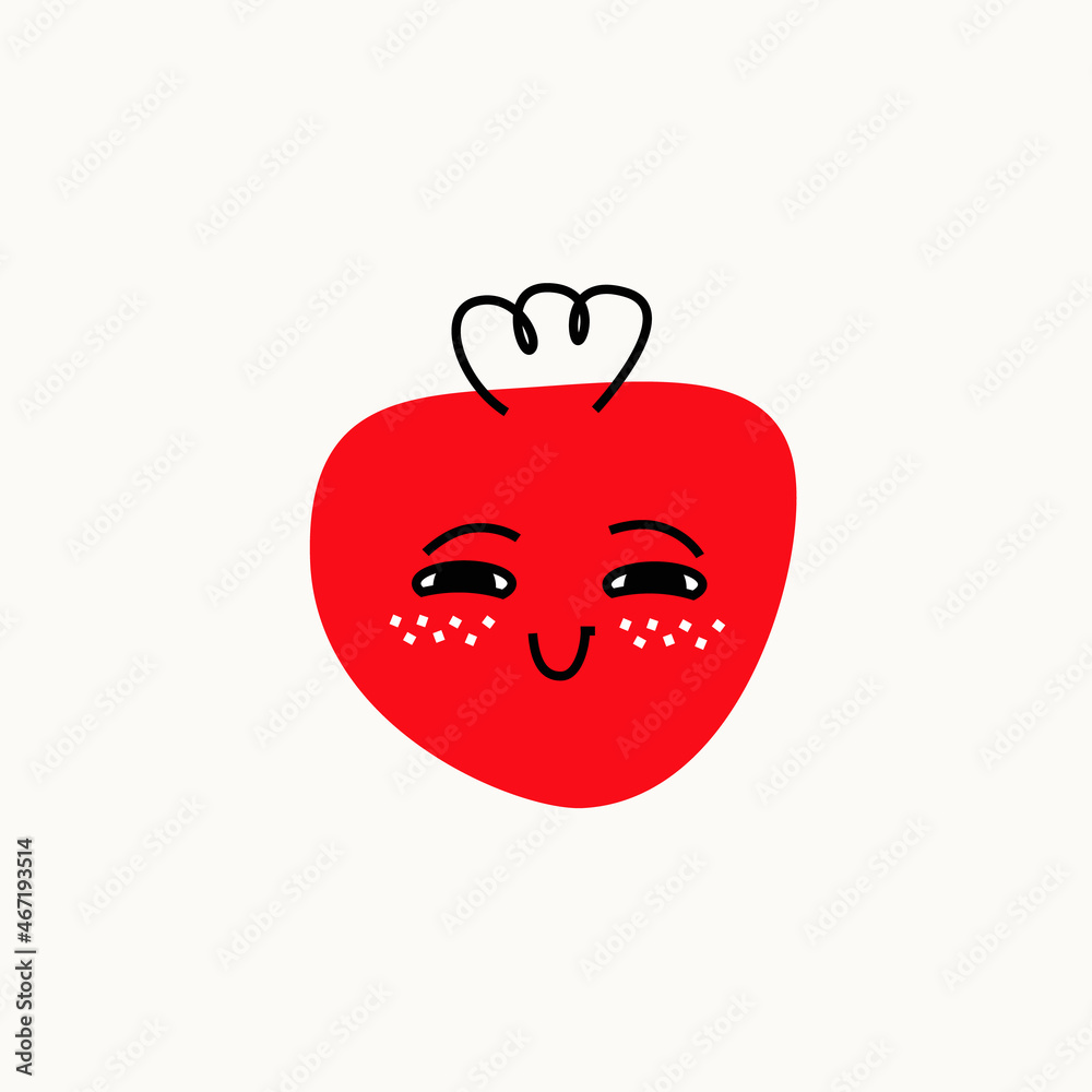 A colorful bright funny character with a face and emotions. The drawing style is vector spot and lines. Cute strawberry A colorful bright funny character with a face and emotions. The drawing style is vector spot and lines. Cute strawberry