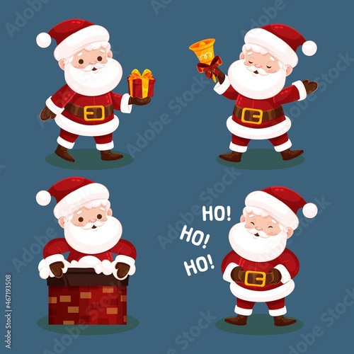 santa claus character collection flat vector design illustration