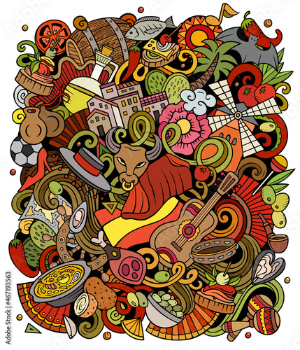 Spain cartoon vector doodles illustration. © balabolka