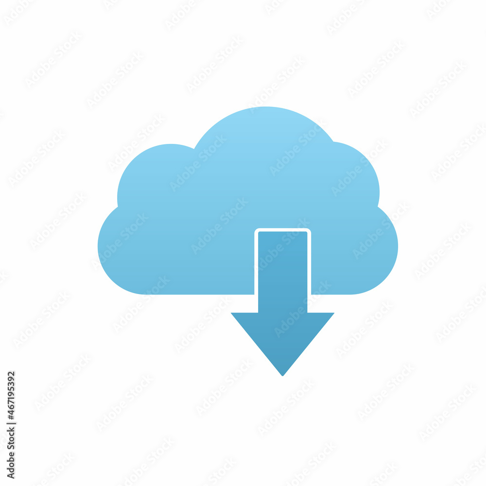 Blue Download icon looks like a cloud with an arrow pointing down. Vector illustration. Blue Download icon looks like a cloud with an arrow pointing down. Vector illustration.