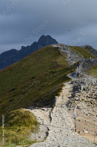 Tatry, widok z Kasprowego Wierchu przed zachodem słońca, Polska