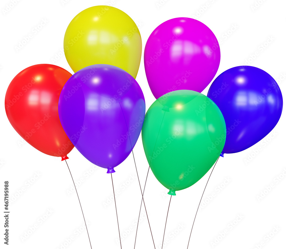 Colorful balloons isolated, 3d illustration.
Colorful balloons isolated, 3d illustration.