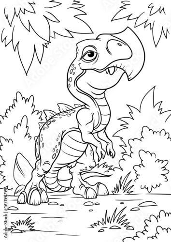 Coloring book for children with a dinosaur hand-painted in cartoon style. A4 © Михаил Пенькевич