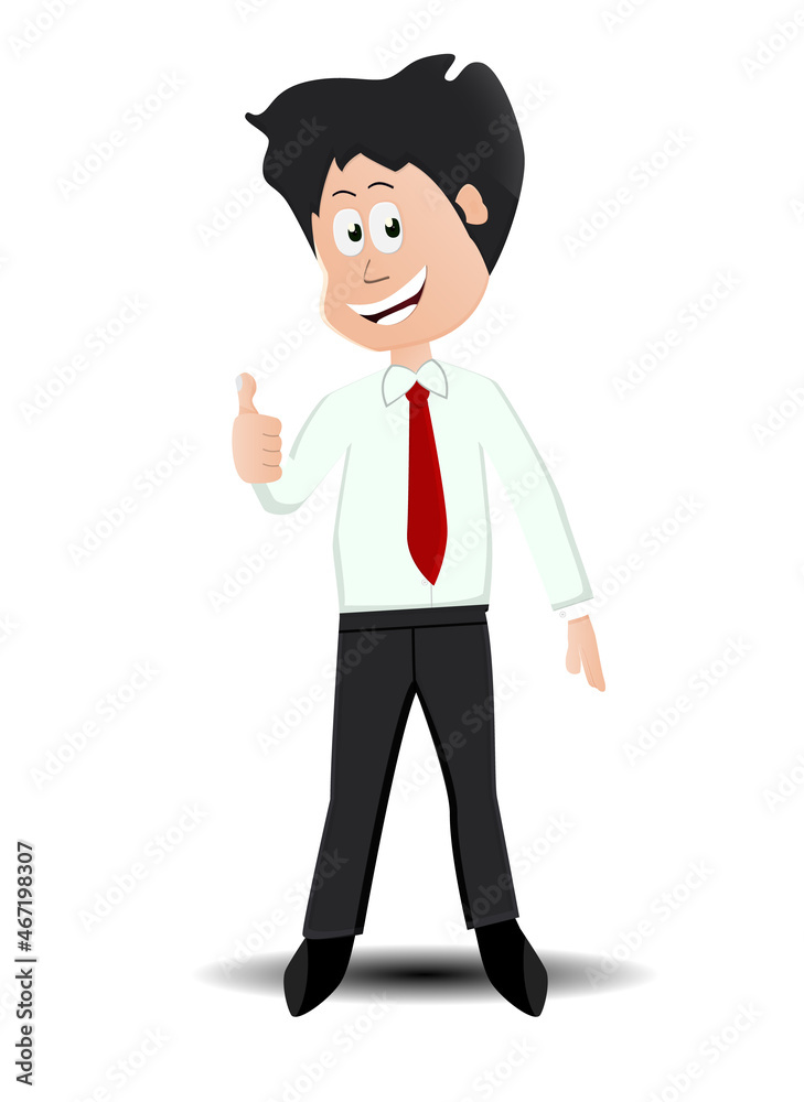 young business man giving smile and thumb up