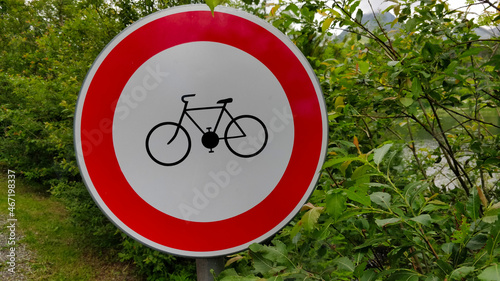 It's forbidden to ride bicycles here road sign.