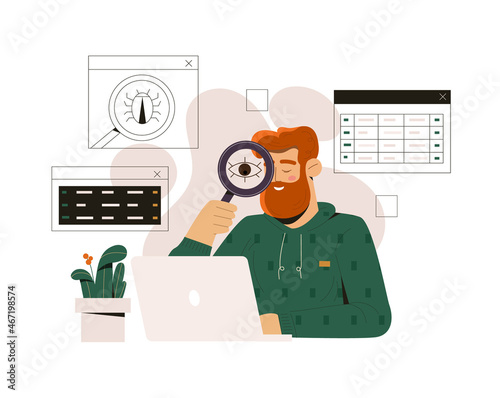Eliminating viruses in laptop programs concept