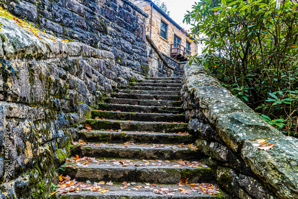 Stone Stairway at The Visitor Center at Babcock State Park, West Virginia, USA