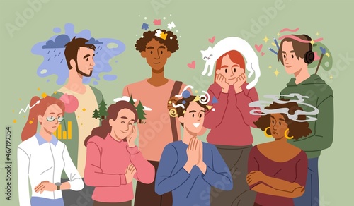 People with different thoughts and feelings