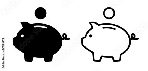 Piggy bank icon set. Piggybank saving money symbols isolated - vector illustration