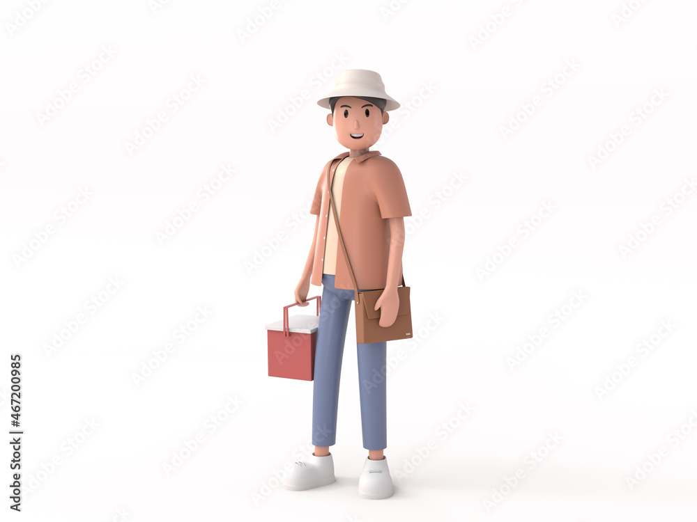 3D Character young traveler man