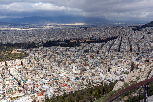 Panoramic view of the city of Athens from Lycabettus hill, Greece